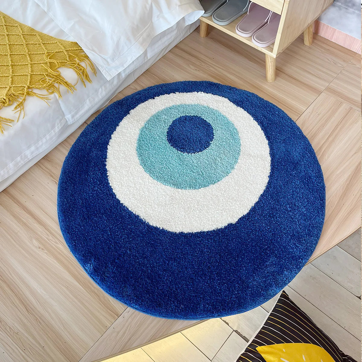 Evil Eye Tufted Rug – Handmade Plush Minimalist Decor