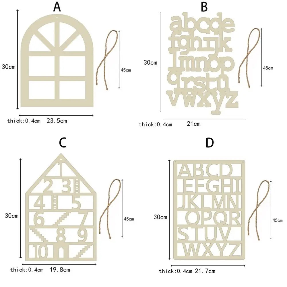 Wooden Window Wall Hanger – Kids Room Decor & Alphabet Pendant