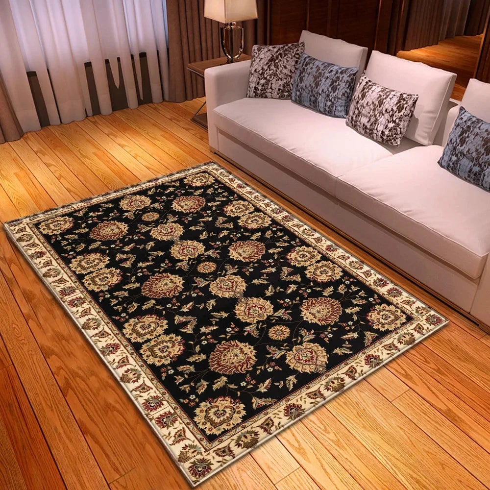Persian Style Abstract Floral Rug-Anti-Slip Area Carpet for Home