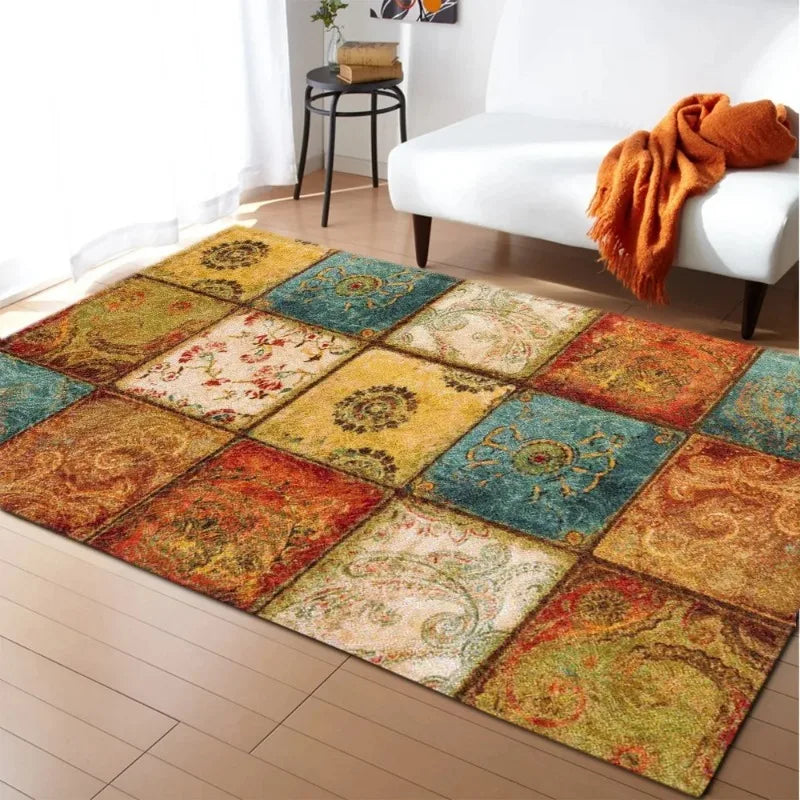 Persian Style Abstract Floral Rug-Anti-Slip Area Carpet for Home