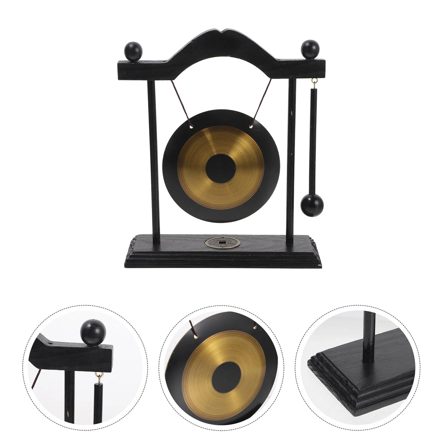 Brass Feng Shui Gong – Chic Desktop Decor for Home & Office