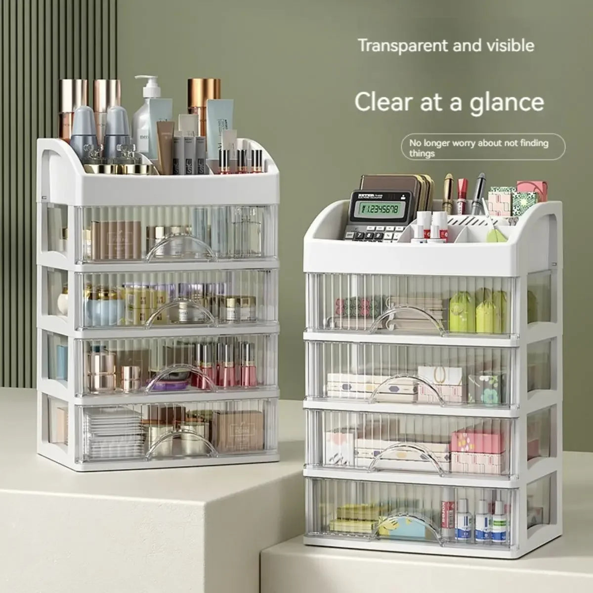 Multi-Layer Desktop Storage Box – Cosmetic & Stationery Organizer