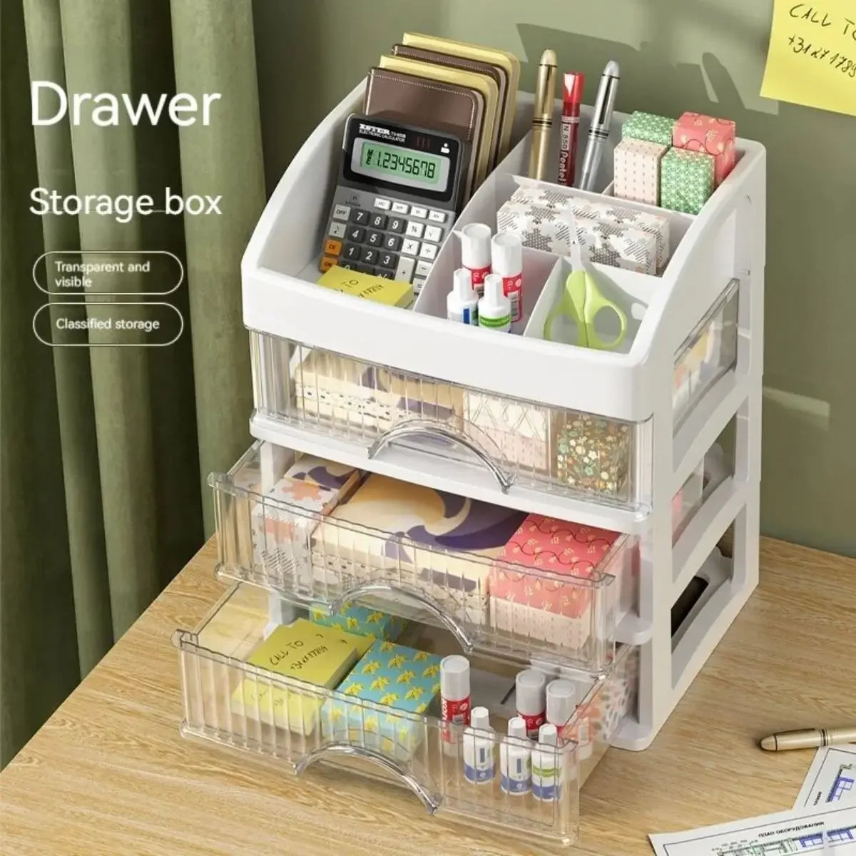 Multi-Layer Desktop Storage Box – Cosmetic & Stationery Organizer