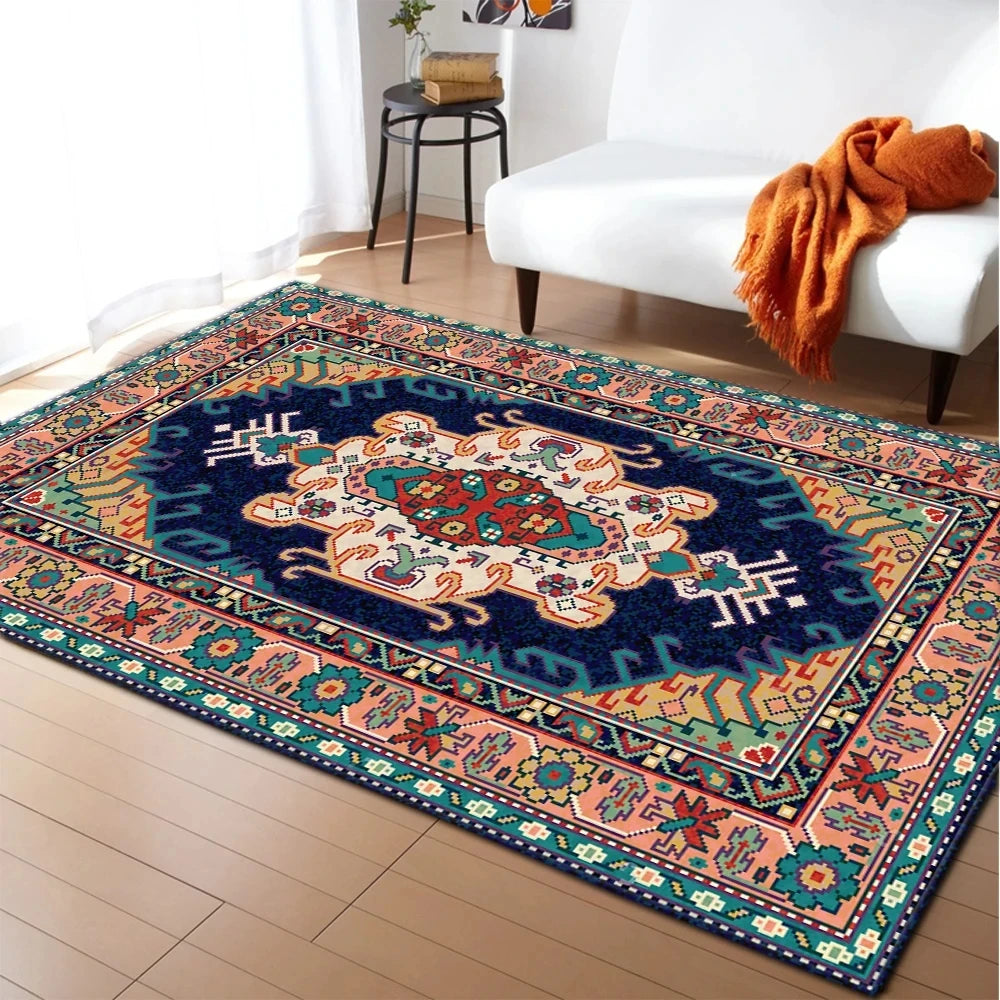 Persian Style Abstract Floral Rug-Anti-Slip Area Carpet for Home