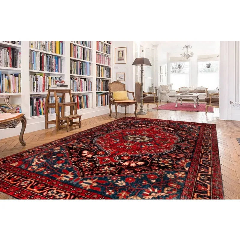 Oriental Medallion Red Rug – Rustic Mid-Century Modern Area Carpet