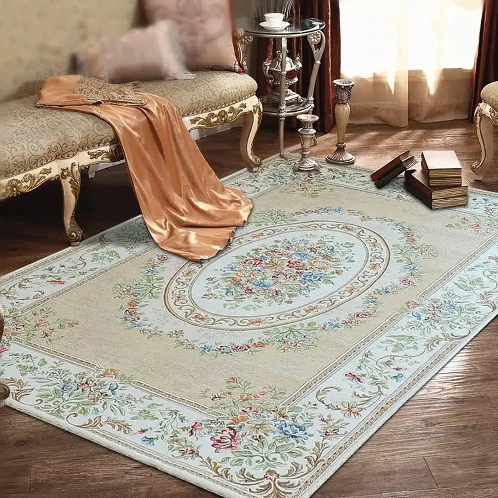 Vintage Shabby Rose Floral Rug – Soft & Elegant Rustic Carpet