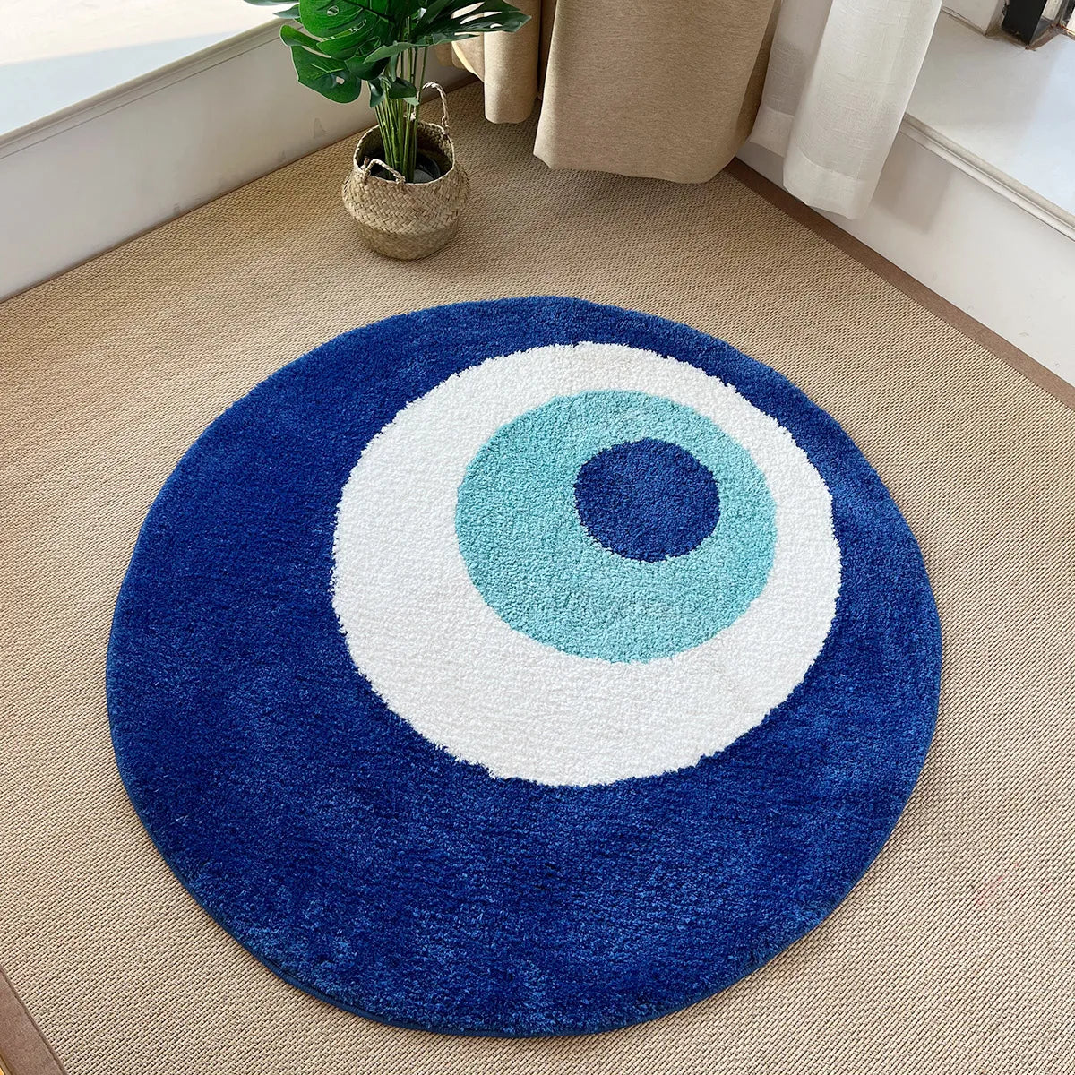 Evil Eye Tufted Rug – Handmade Plush Minimalist Decor