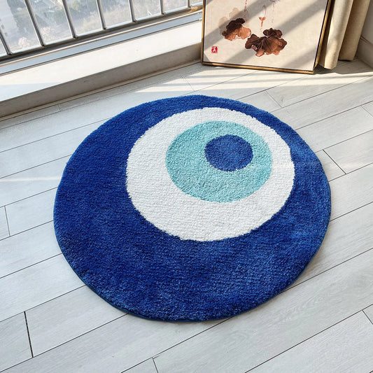Evil Eye Tufted Rug – Handmade Plush Minimalist Decor